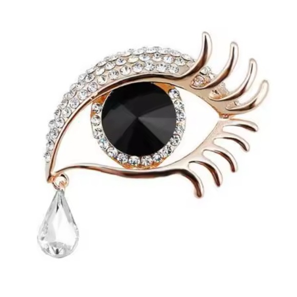 ⚜️ Elegant Black and Gold Eye Brooch